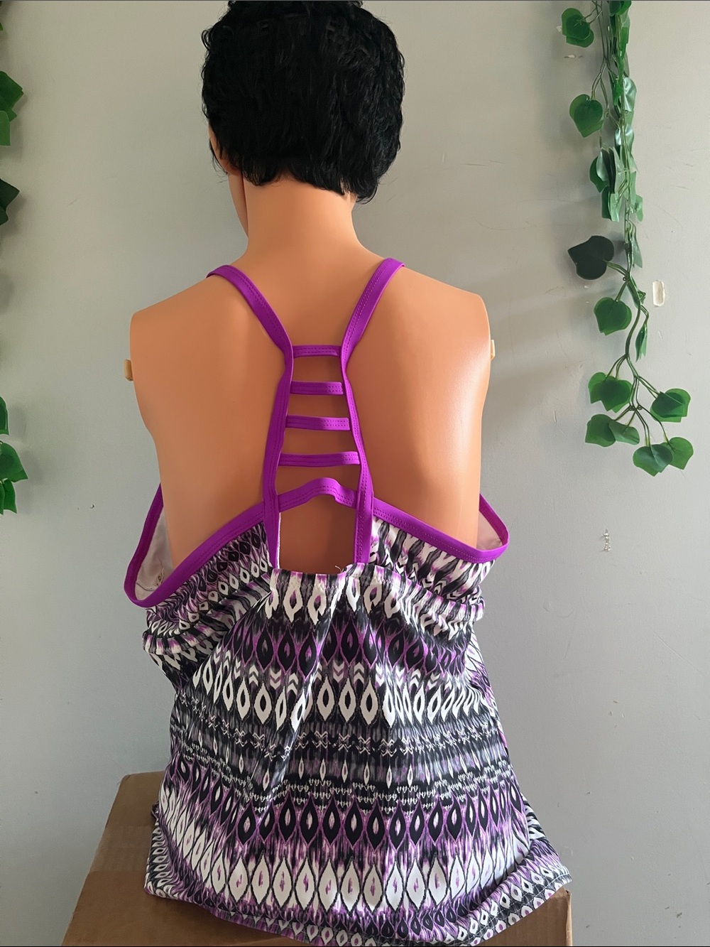 ZeroXposur Purple Patterned Ladder-Back Camisole